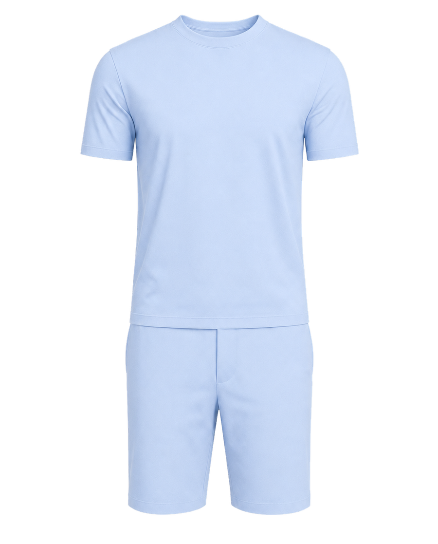 Amaro Vello Baby Blue Tee & Shorts Set