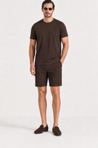 Amaro Vello Espresso Tee & Shorts Set on model