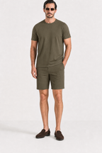 Amaro Vello Olive Tee & Shorts Set on model