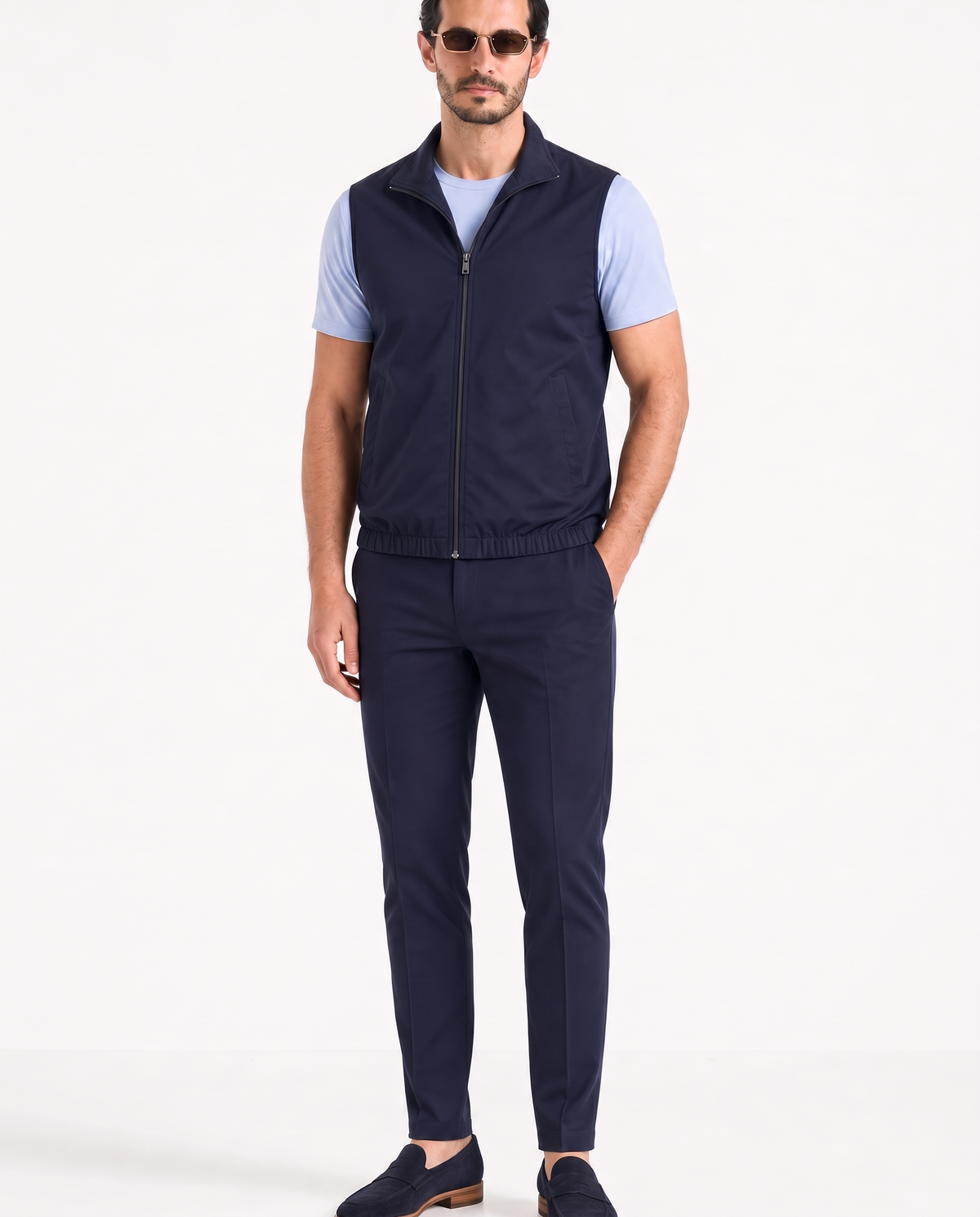 Amaro Vello Navy Summer Set on model